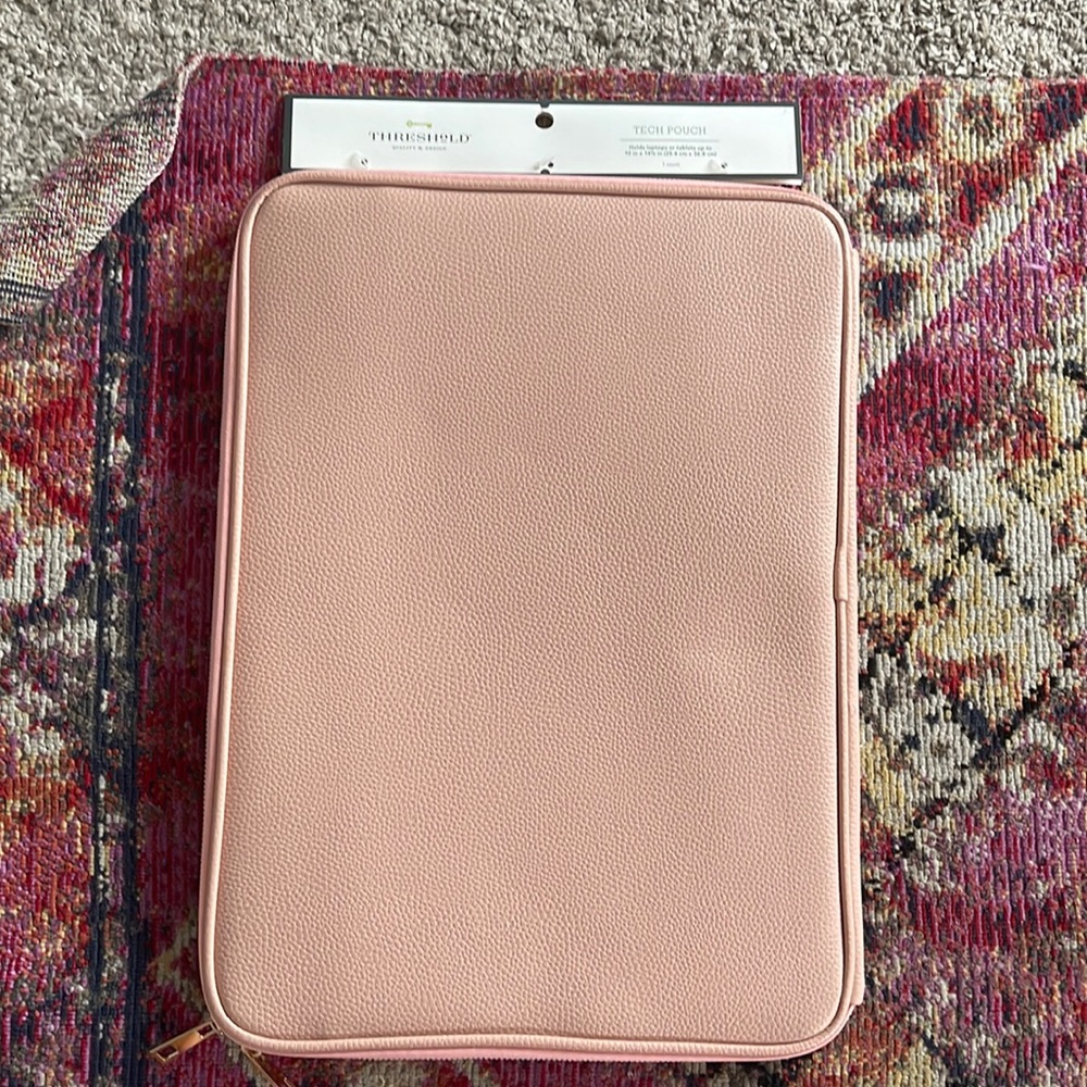 Threshold pink tech pouch with gold hardware